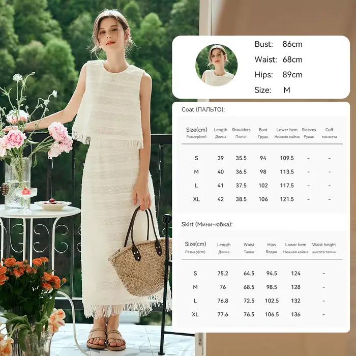 OLrain Ensemble 2 Pièces Femme Été Vacances : Haut Frangé et Jupe en Dentelle – Mode Française 2026 