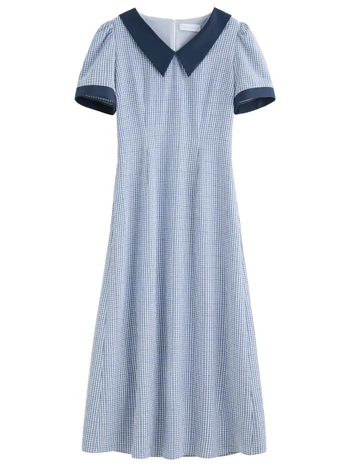 FSLE 2025 Robe académique à carreaux pour femme d'été - Taille sur mesure et silhouette trapèze resp