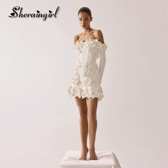 SHERAIN Robe de Cocktail Mini Charmante pour Femme, Fleurs 3D, Paillettes, Perles, Robes de Bal de P
