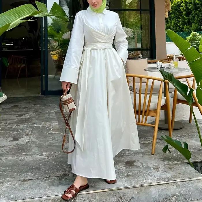 Robes d'église taille haute à lacets pour femmes, jupe chemise mince, classe élégante, col d'automne