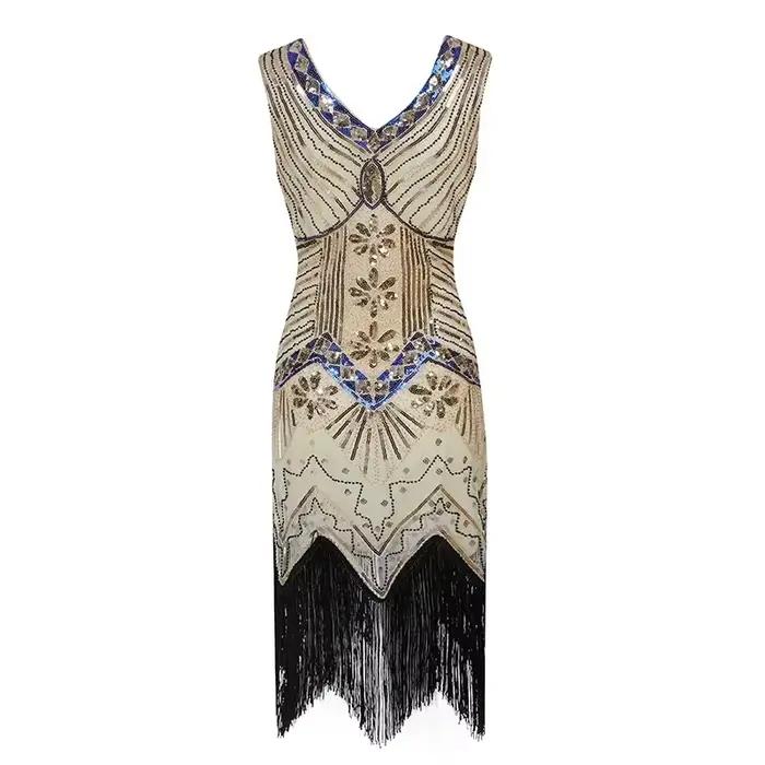 Testosterone SBY-Robe évasée à paillettes pour femme, robe vintage rétro des années 1920, Great Phta