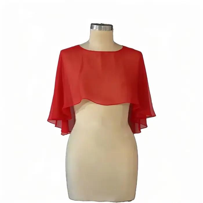Cape de mariée en mousseline pour femme, chalas de mariage, veste de soirée, accessoires de mariée, 