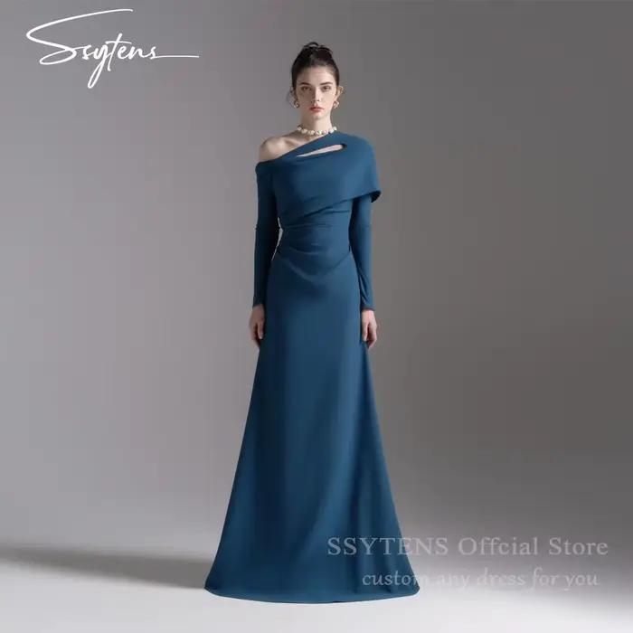 SSYTENS robes de soirée élégantes une épaule robes de bal manches longues longue robe d'occasion for