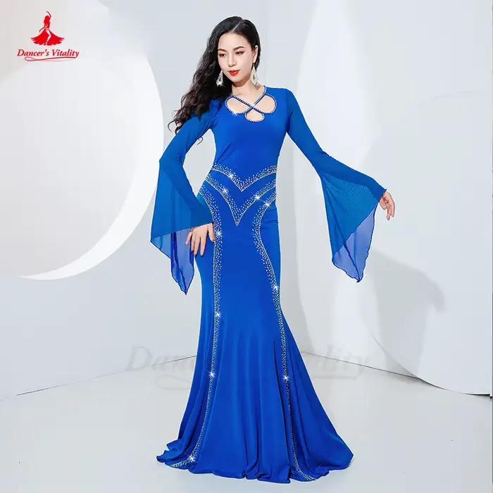 Robe de brevdu Ventre à Manches sulfpour Femme, Tenue de Spectacle en IQUE dex, Slim Fit, Kawleeya