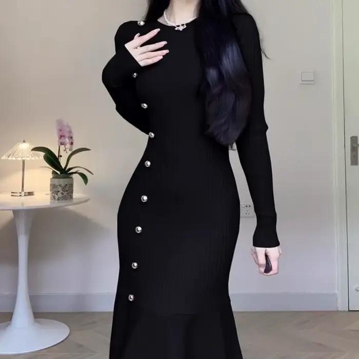 Robes en Crochet pour femmes, couleur unie, élégante, Harajuku, confortable, liquidation, tendance Y