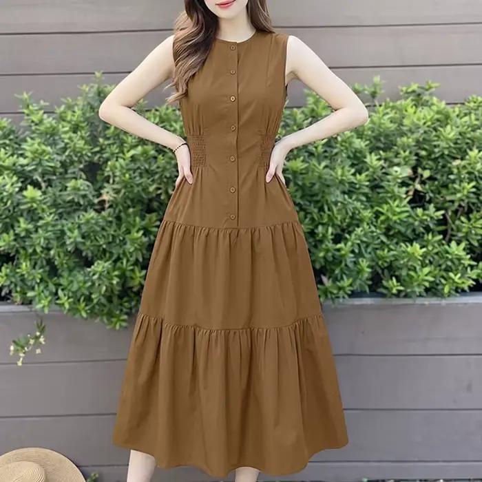 Robe longue d'été décontractée pour femme, couleur unie, style décontracté, pour fête, Vestidos 2026