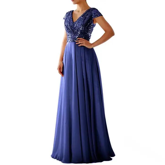 Robe de soirée élégante en mousseline de soie, vêtements transfrontaliers pour femmes européennes, s