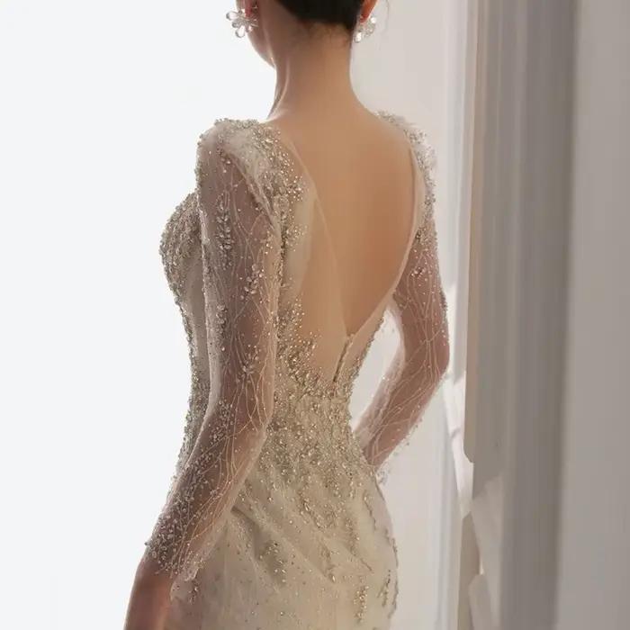 Robe de mariée légère queue de poisson, nouvelle mariée française, dos nu, petite hypothèque, rassem