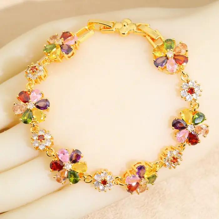 Bracelet en or 18 carats pour femme, multicolore, contre-indiqué, bijoux de mariage, cadeau de fête