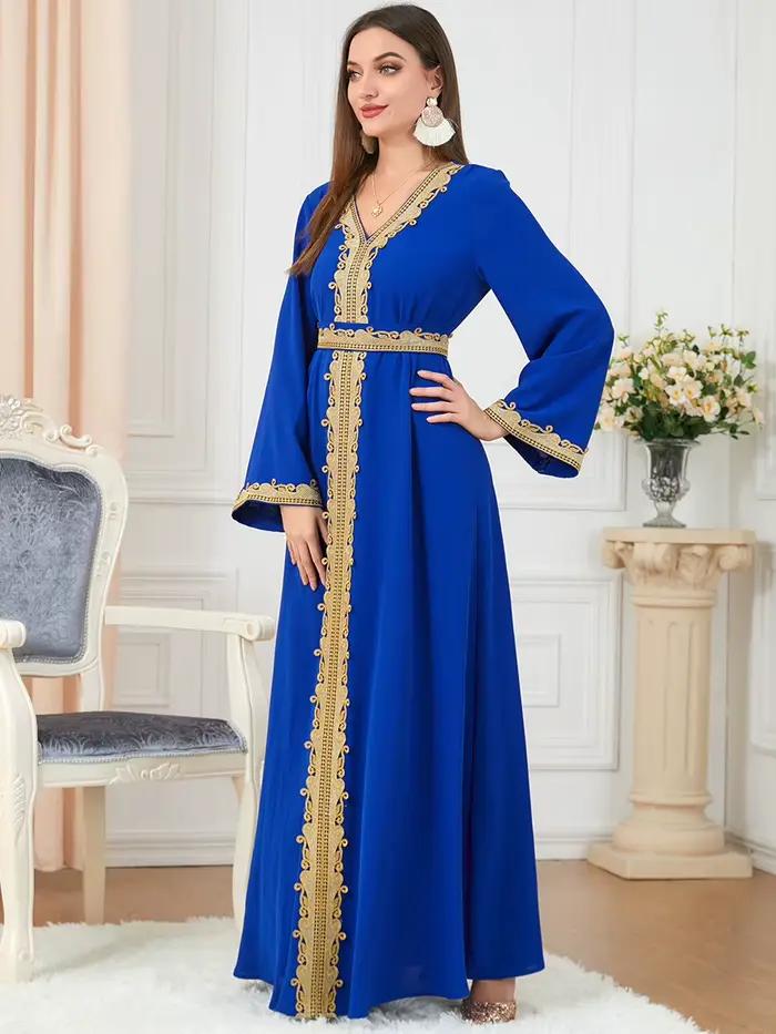 Nouveau arabe marocain robe musulmane Abaya femmes broderie Maxi Abayas dubaï turquie Islam caftan L