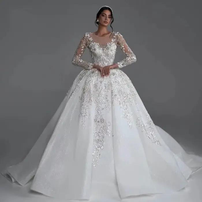 Robe de mariée en dentelle, épaules dénudées, nouvelle industrie lourde, paillettes, fleurs, à la mo