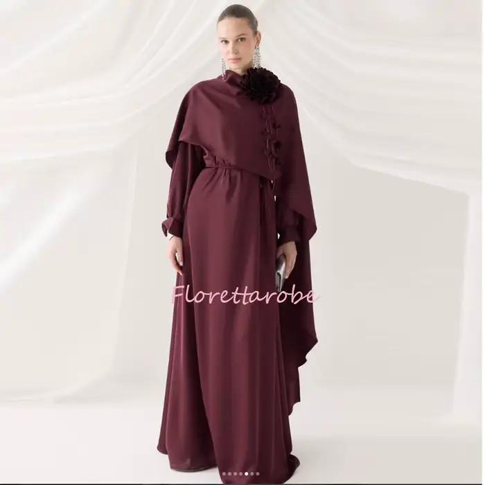 Robes de soirée simples pour femme, robes de bal formelles à fleurs, manches longues, robes de fête 