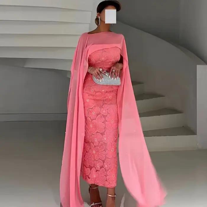 Robe de soirée exquise en tulle à col rond, élégante robe sirène pour occasions spéciales, robes de 