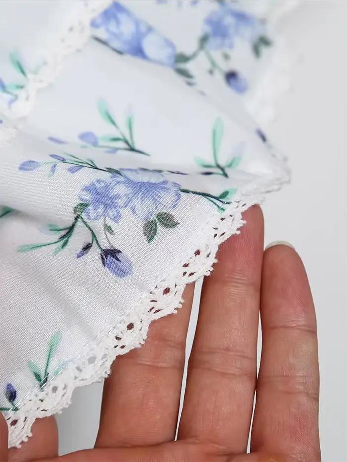 YENKYE-Mini robe à volants en dentelle pour femmes, imprimé floral, manches bouffantes vintage, garn