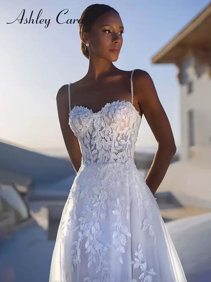 Ashley Carol BOHO robe De mariée chérie robes De mariée fleurs bretelles Spaghetti fée robes De mari