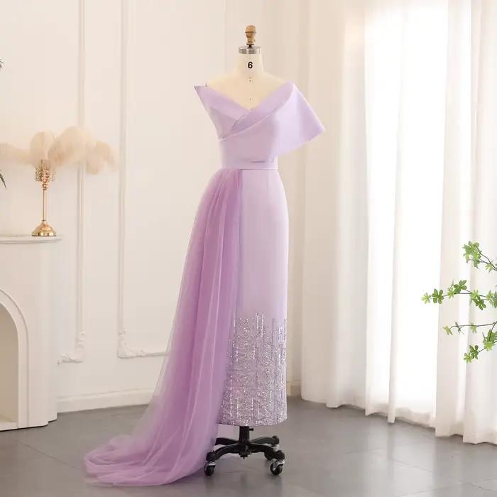 Sharon Said-Robe de Soirée avec Surjupe pour Femme, Couleur Vert Sauge, Tenue de Mariage Personnalis