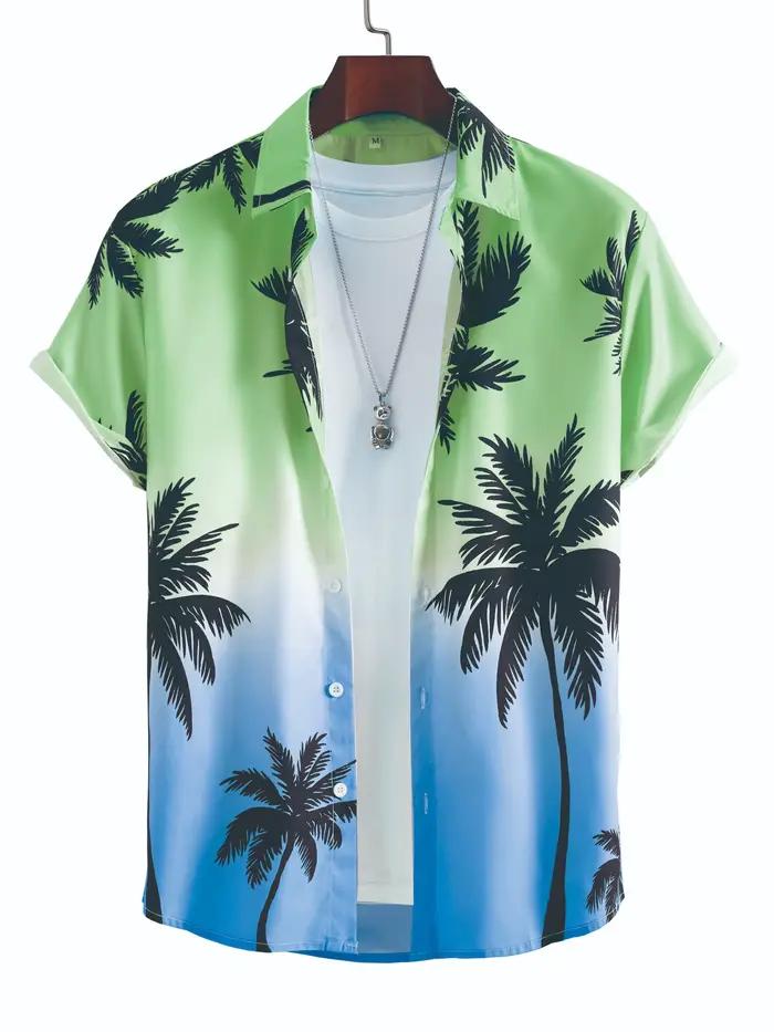 Chemise à manches courtes imprimée 3D Aloha tendance estivale - Haut décontracté pour homme pour les