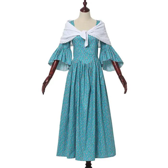 Robe de bal florale médiévale et coloniale, robe de mariée Marie-Antoinette du XVIIIe siècle, costum