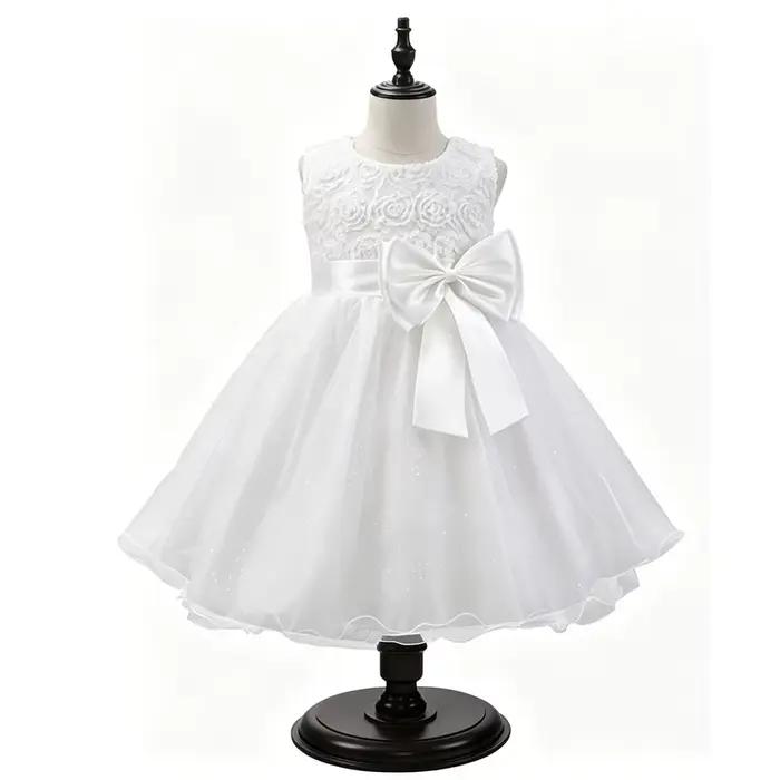 Robes blanches pour filles, robe de mariée pour enfant, robe élégante en tulle, costume de cérémonie