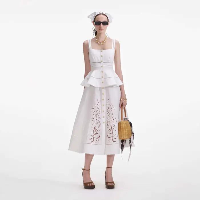 Robe élégante à volants pour femme, style français, boutonnée sur le devant, coupe ajustée, chic, dé