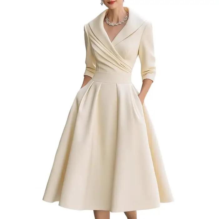 Robes blazer élégantes pour femmes, robes de bureau, robes midi blazer, robes de travail à col en V 