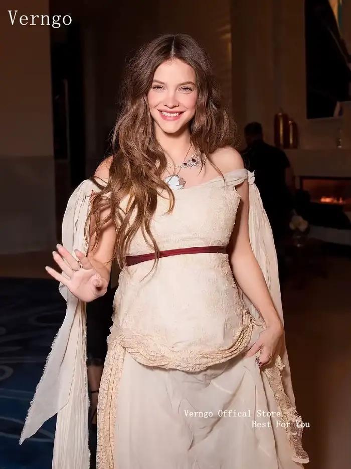 Verngo – robes de mariée Vintage pour femmes, épaules dénudées, manches évasées, en dentelle, person