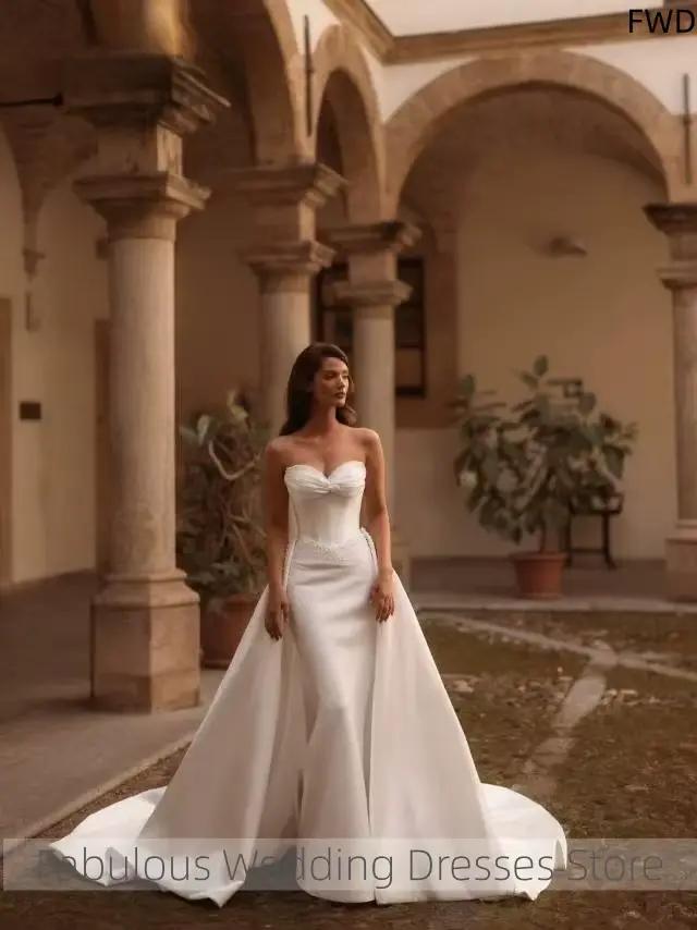 Robe de mariée sirène personnalisée et charmante avec traîne détachable, robe de mariée fine, robes 