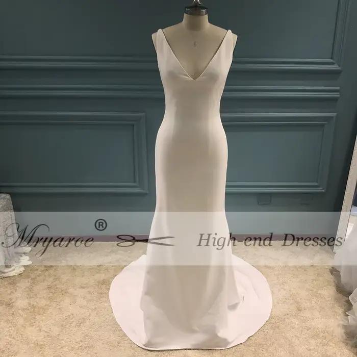 Zelyarce-Robe de mariée sirène en pansement français, simple et élégante, dos nu, col en V profond, 
