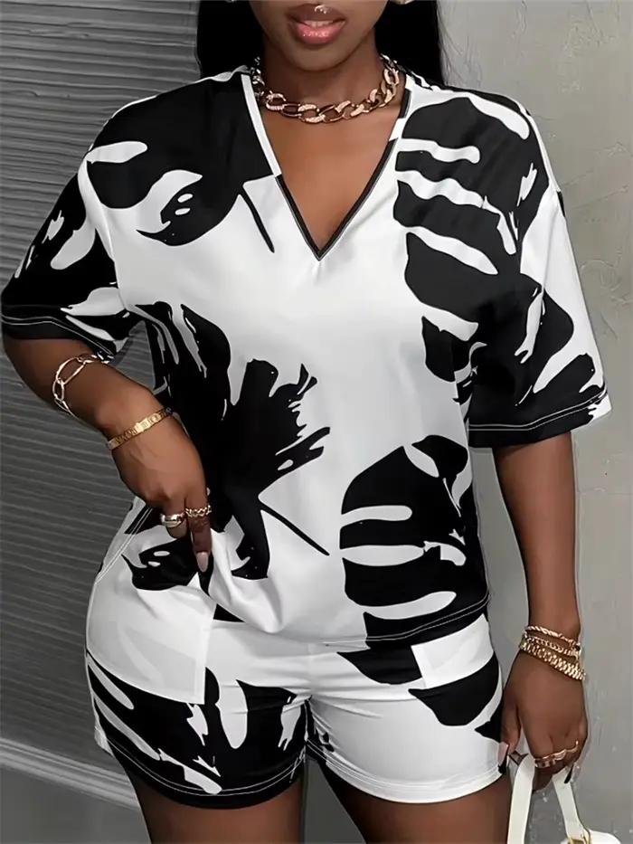 Ensemble deux pièces grande taille pour femmes, ensemble assorti à la mode, coupe ample, tenue d'été