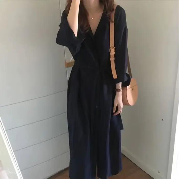 Robe chemise pour femmes, Harajuku, grande taille, vêtements Vintage, mode coréenne, Maxi, esthétiqu