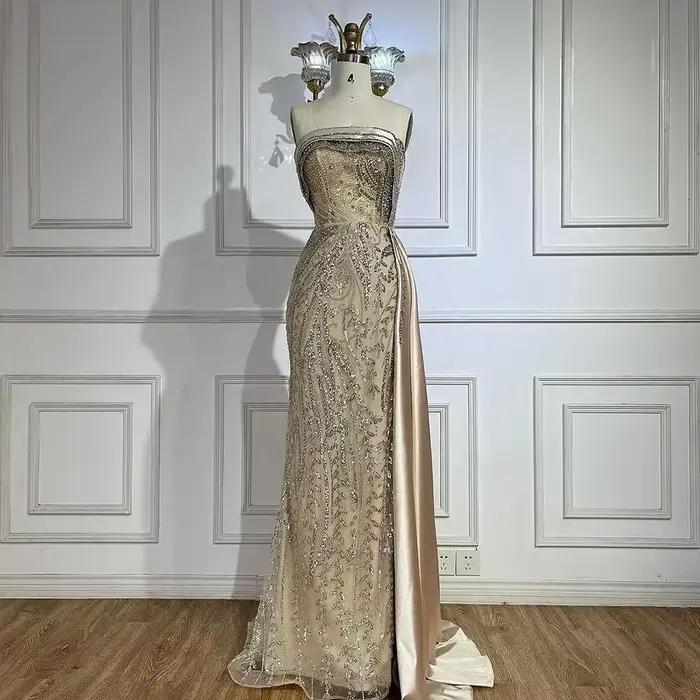 Serene Hill – robe sirène en Satin nu, perles, luxe, avec jupe latérale, robes de fête, personnalisé