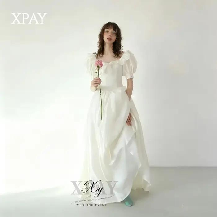 XPAY Robes de mariée japonaises personnalisées, manches bouffantes, coupe trapèze, robe de mariée co