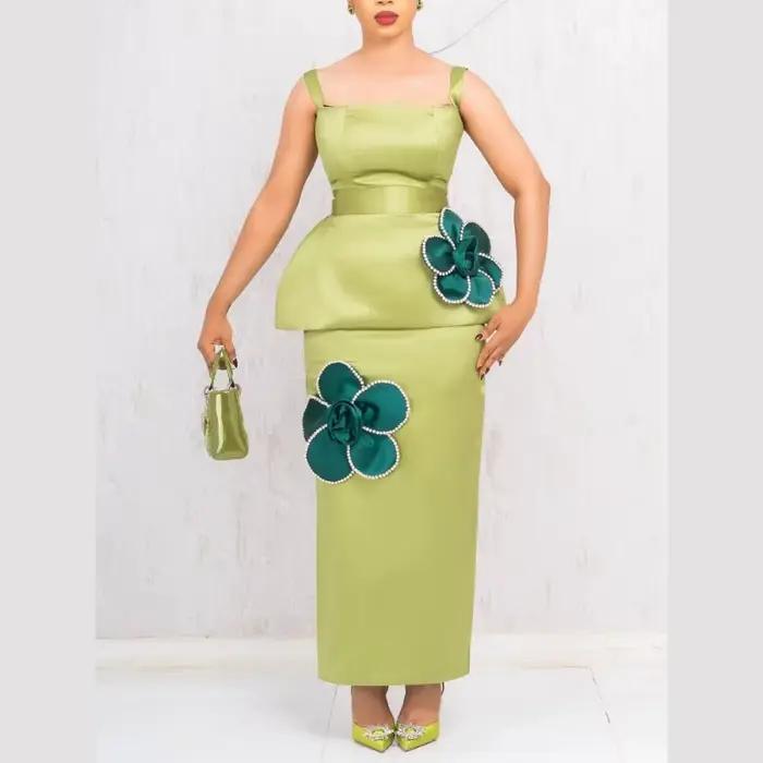 Robes à bretelles personnalisées pour femmes avec fleurs 3D et taille péplum, parfaites pour les mar