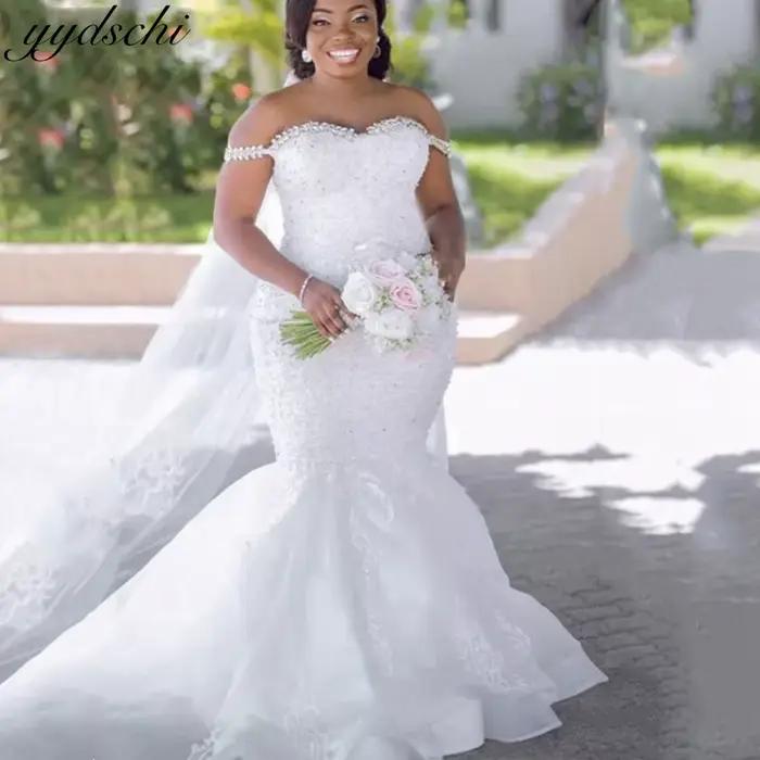 Robes de mariée élégantes 2026, robes de mariée longues sirène en cristal et perles, robes de mariée