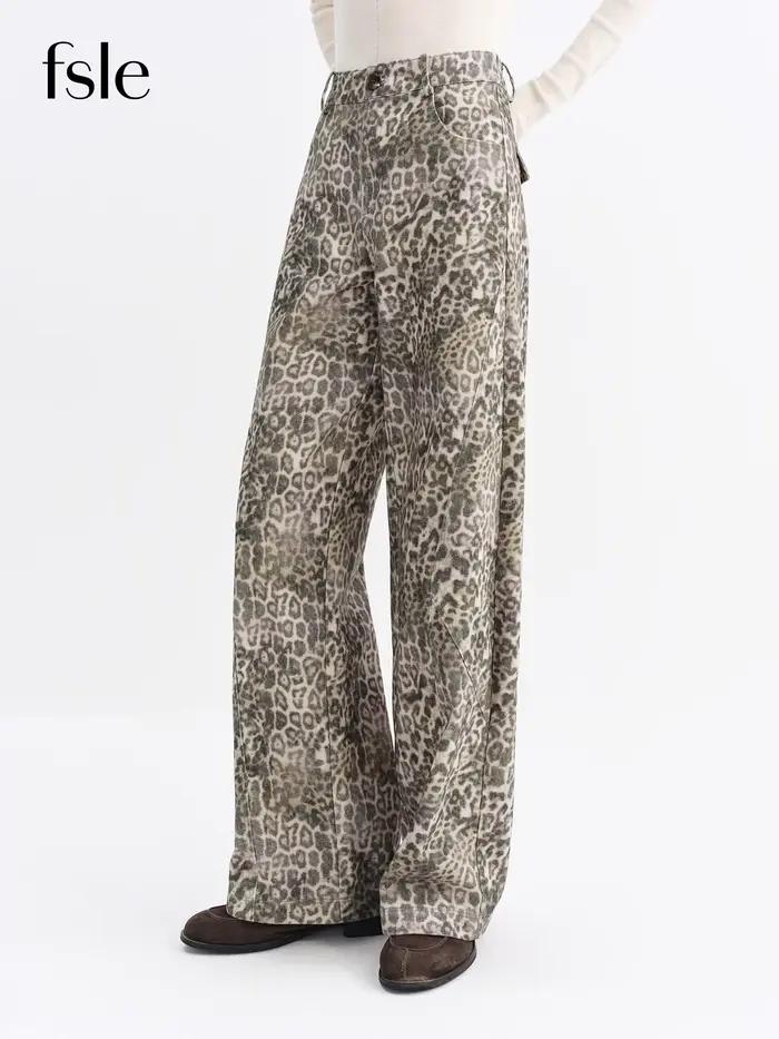 FSLE Nouveautés Jeans évasés pour femmes, imprimé léopard rétro, pantalon bootcut, style vintage Y2K