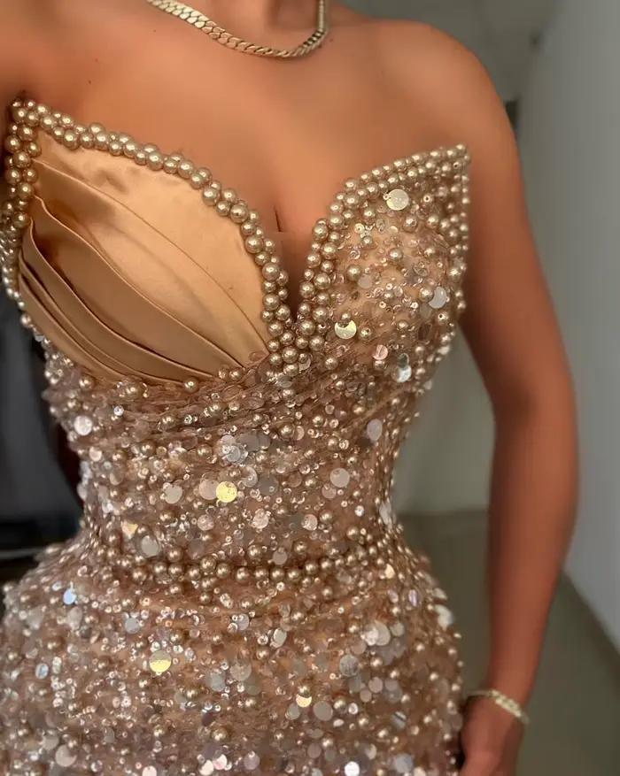 FATAPAESE-Robe de Mariée de Luxe Personnalisée avec Perles Florales 3D, Sans Bretelles, à Travers le