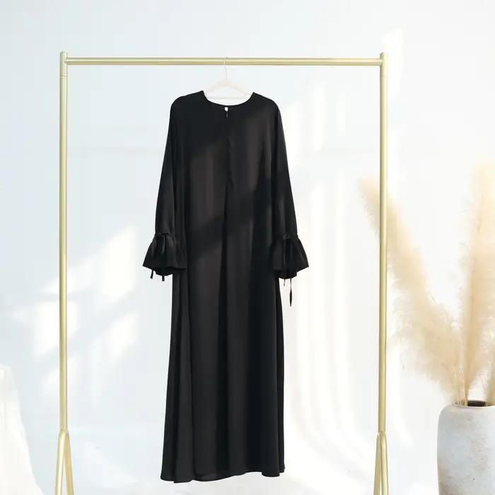 Abaya-Robe de Couleur Unie pour Femme Musulmane, Vêtement d'Église Islamique, Élégant, à la Mode, po