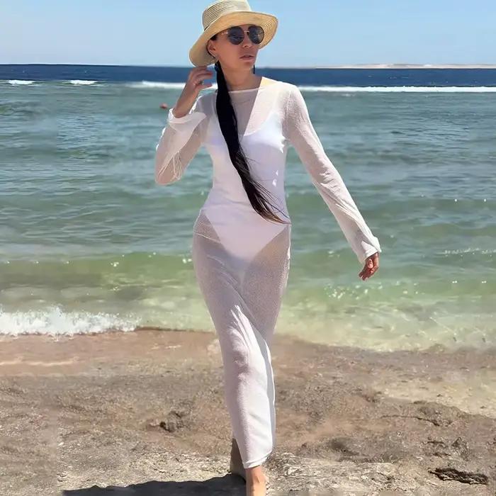 Robe d'été Talenza pour femme, dos nu, mode, ajourée, transparente, pour la plage et les vacances, s