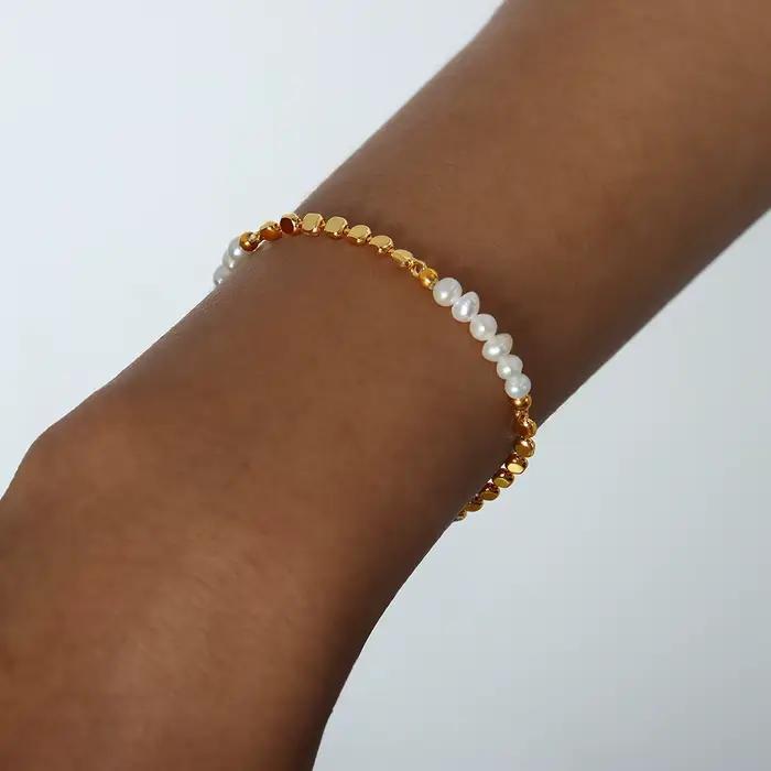 Wrap Bracelet réglable anniversaire mariage blanc naturel perle d'eau douce Bracelets pour femme man