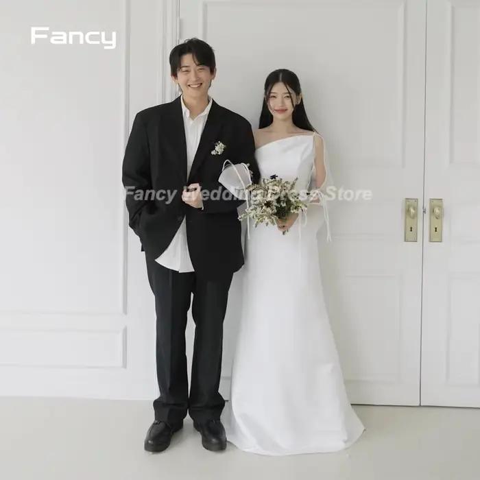 Robe de mariée simple A-Line, manches longues, robe de patients en satin doux, une initiée, adaptée 