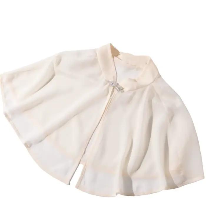 Robe de mariée en mousseline de soie, châle Transparent avec boucle en strass, robes de soirée, foul