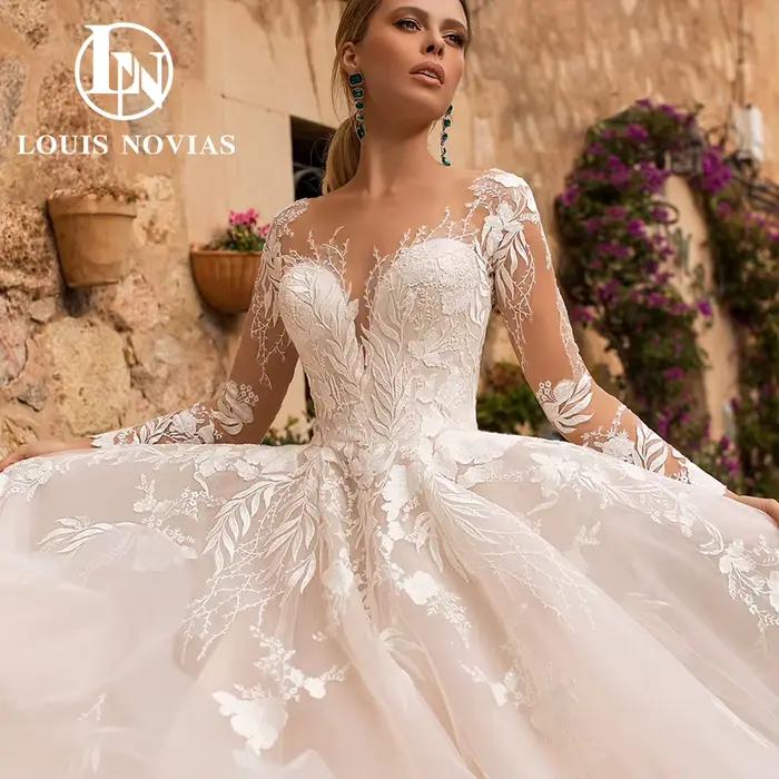 LOUIS NOVIAS robes De mariée élégantes pour les femmes Illusion dos nu chérie Appliques robe De mari