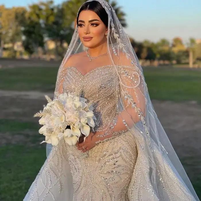 Robe De mariée personnalisée à paillettes gracieuses, épaules dénudées, Robe De mariée De luxe, Robe