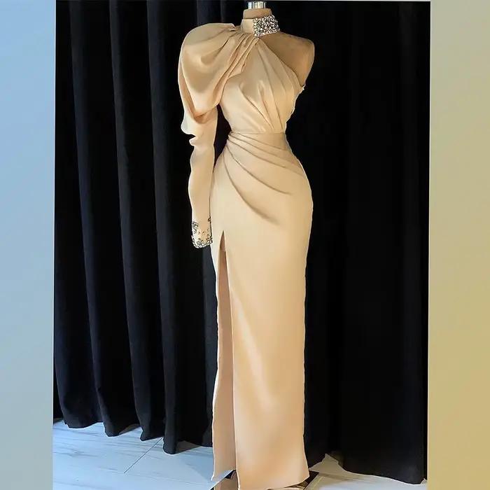 Robes de soirée modernes personnalisées pour femmes, longues jusqu'au sol, style fourreau, avec perl
