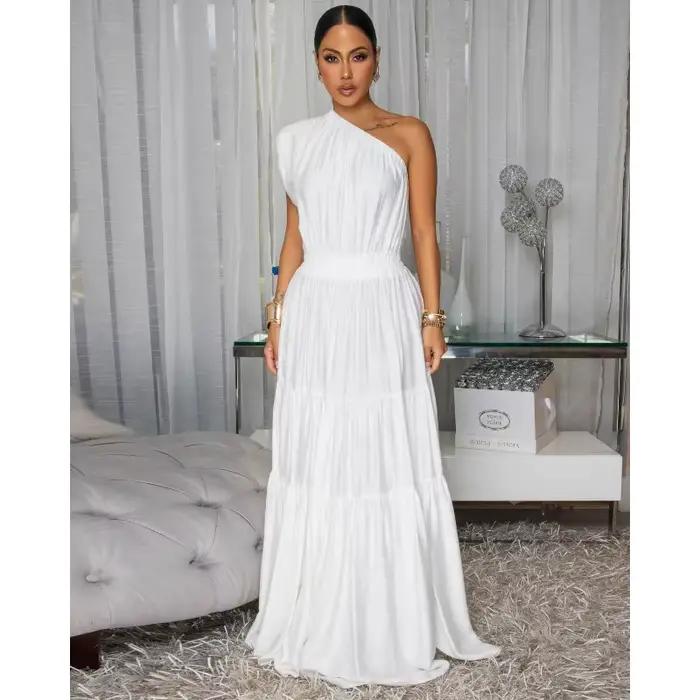 Robe longue pour femme, coupe trapèze, en dentelle, sans manches, unie, pour la plage, les vacances,