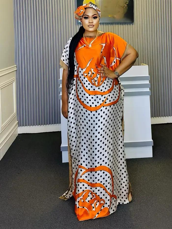 Robe caftan à col rond, robe ample à manches chauve-souris à la mode avec écharpe, vêtements pour fe