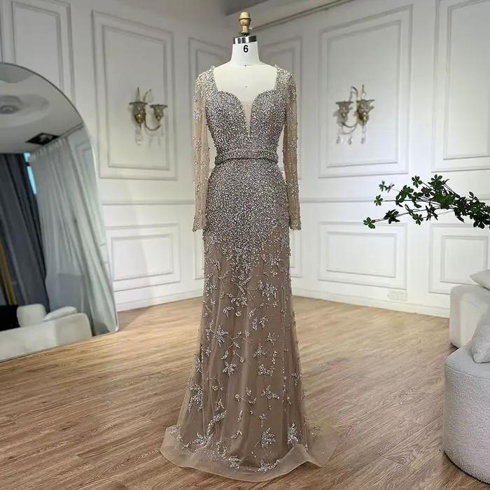 Personnalisé Caramel sirène chérie perlée luxe dubaï robes de soirée robes pour les femmes fête de m