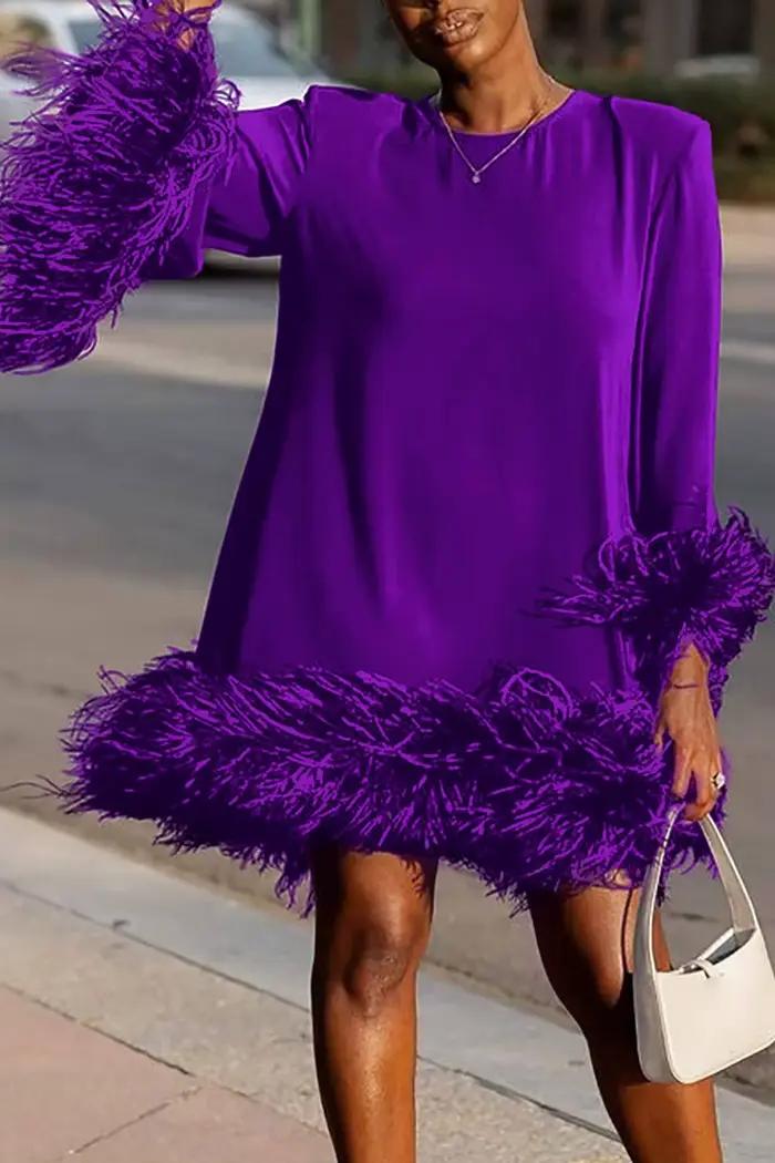 Robe en plumes pour femmes, élégante, mode printemps, fête, Cocktail, Mini robe décontractée, Vintag