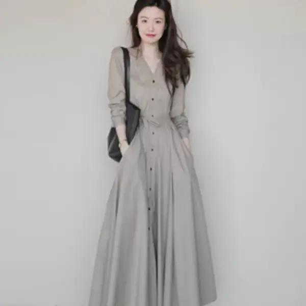Robe longue d'élégance française pour femmes, début du printemps