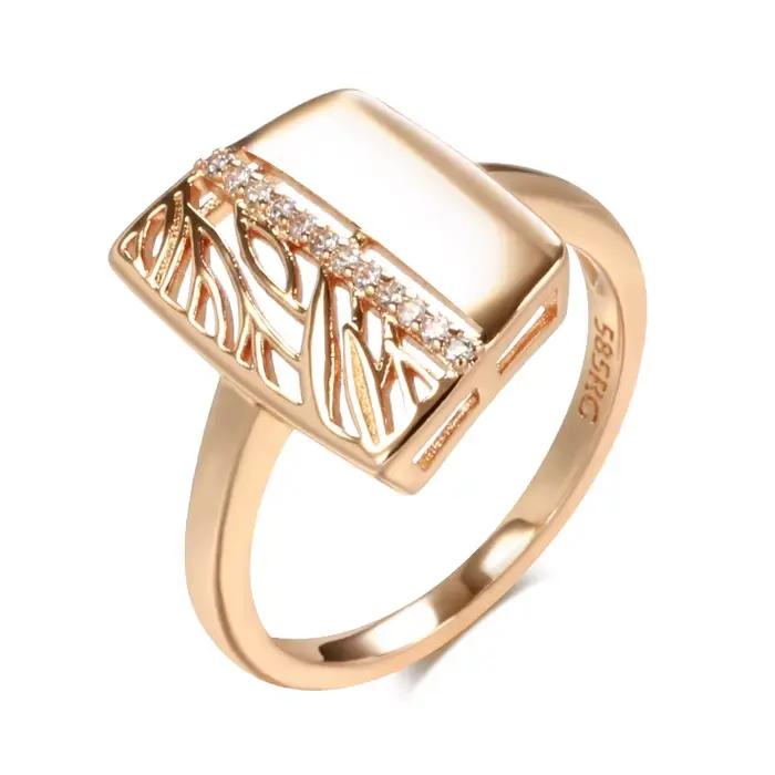 Bague de Luxe Brillante en Or Rose 585 pour Femme, Bijoux de Mariage Vintage, à la Mode, avec Zfrapp